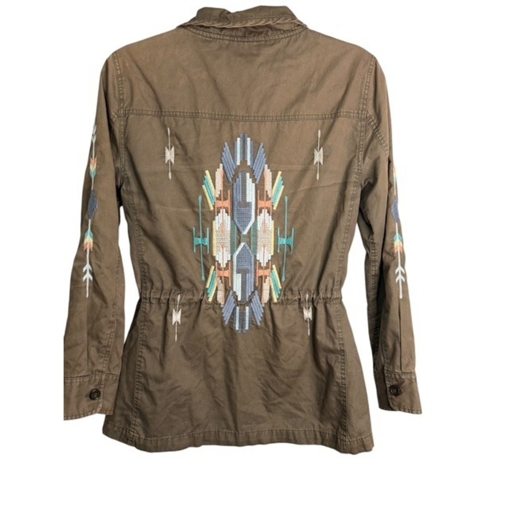 Faherty Field Jacket Women's XS Embroidered Military Utility Southwestern Green